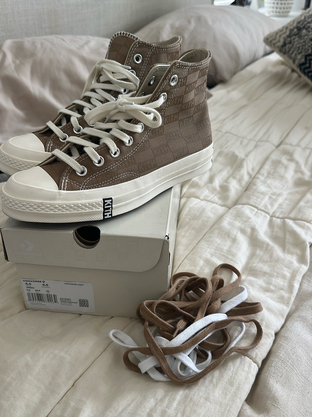 Kith High-Top Sneakers in Brown and White